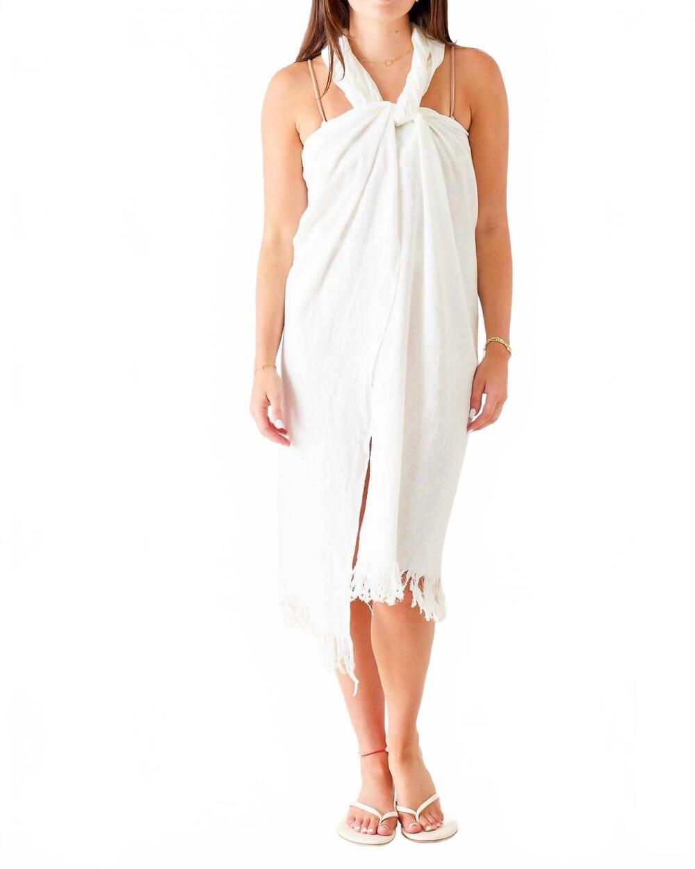 NEW MERSEA hermosa linen 3-way wrap in off white